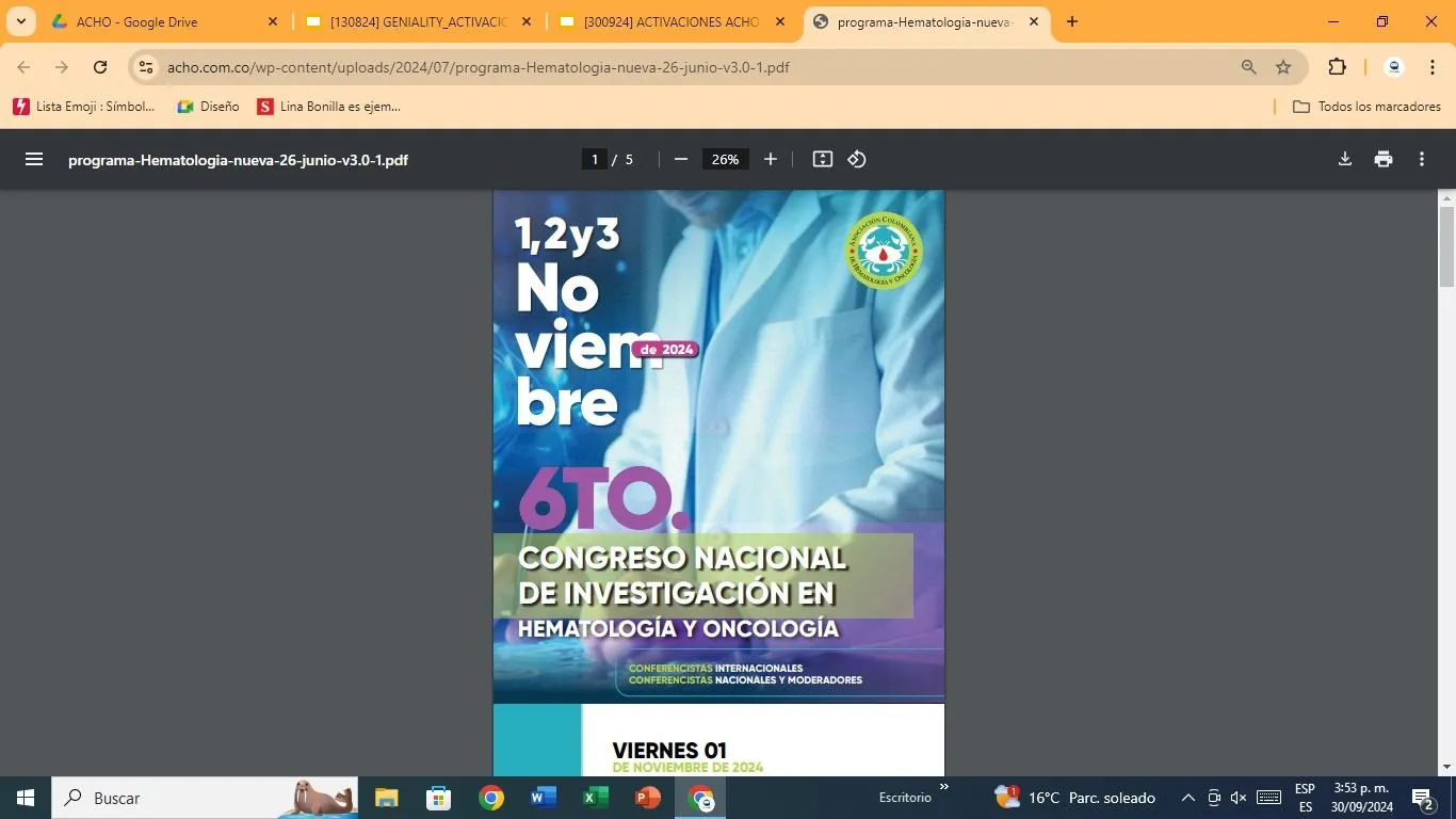 Pantalla de la app de pósters del congreso nacional de investigación